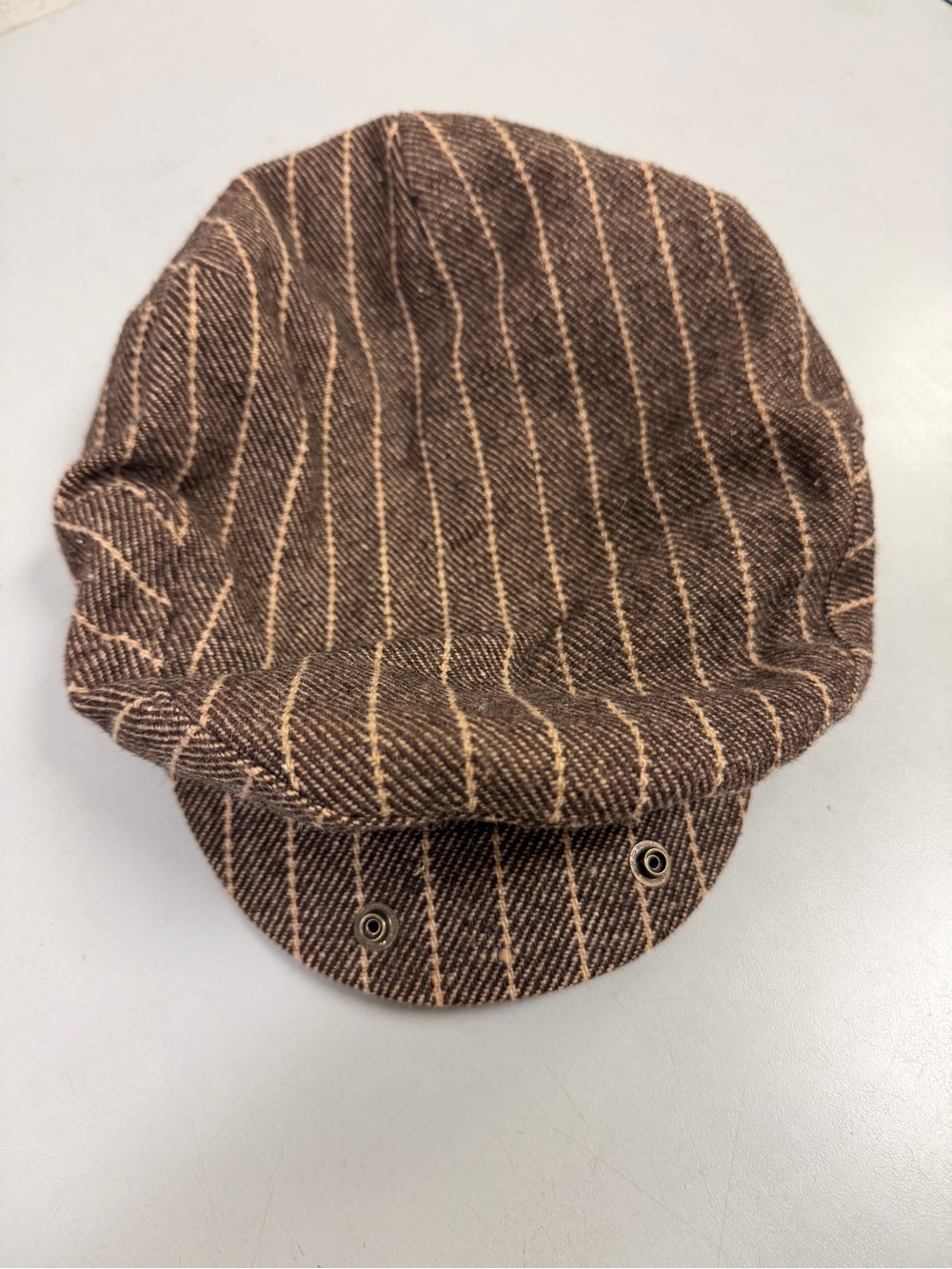 Vintage Scala Brown Pinstriped Newsboy Flat Cap Size Medium - Picture 5 of 9
